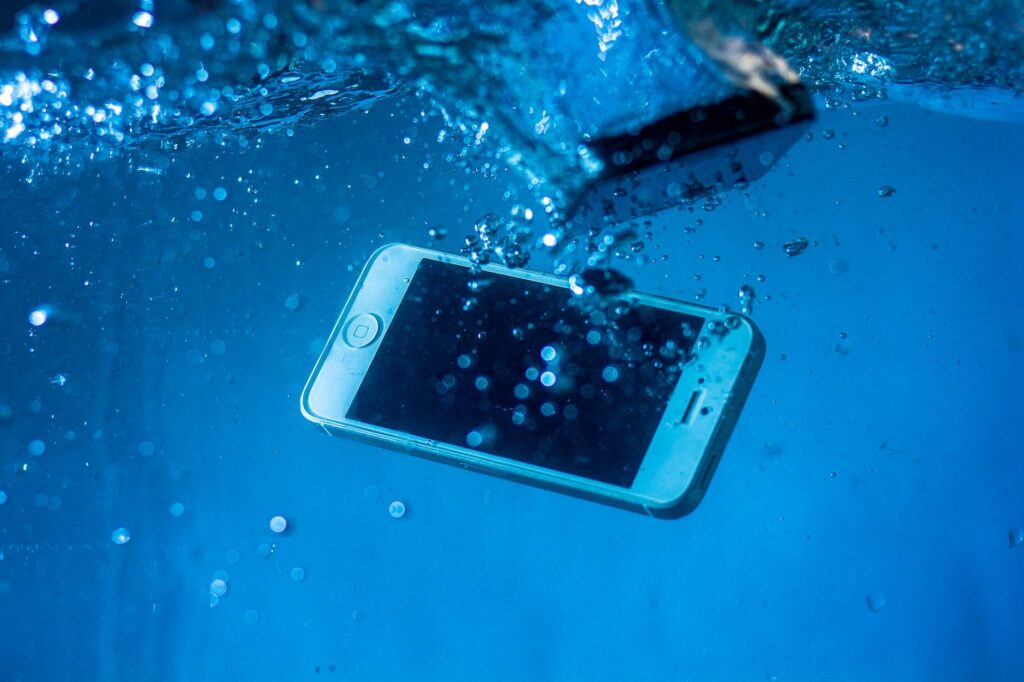 a smartphone underwater